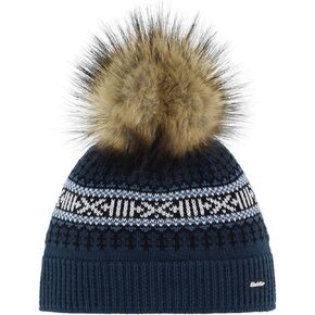 Marit Lux, One Size, Winter Hat with Light Brown Pompon, Partially Lined