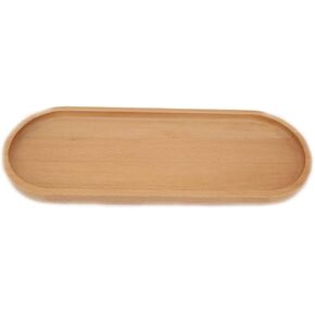 Fermus Wooden Tray, Set of 2, 12.5 Inch Long, Jewelry Dish Cosmetics Organizer Bathroom Clutter Wood Decorative Serving Platter Small Storage Tray, Oval