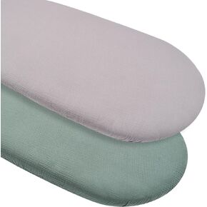 babytino Muslin Bassinet Sheet for Baby Boy and Girl,Super Soft Bedside Bassinet Sheets Fitted for Oval, Rectangle and Hourglass Mattress Pad, Breathable and Wash Machine Sheets, 2 Pack