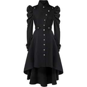 Women's Medieval Tuxedo Gothic Coat Trench Coat Performance Costume Halloween Costume(Red,XXL)