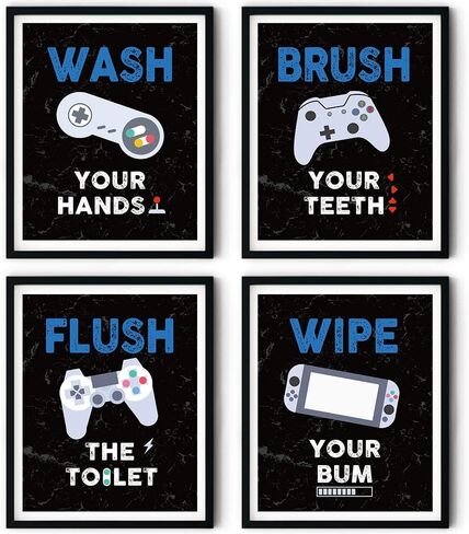 Watercolor Bathroom Decor Wall Art Prints, Funny Bathroom Brush Wash, Colorful Abstract Paint Splats Bathroom Wall Art Prints, Set of 4 (8"X10") Unframed in Saudi Arabia