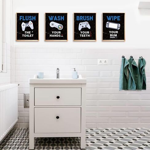 Watercolor Bathroom Decor Wall Art Prints, Funny Bathroom Brush Wash, Colorful Abstract Paint Splats Bathroom Wall Art Prints, Set of 4 (8"X10") Unframed in Saudi Arabia