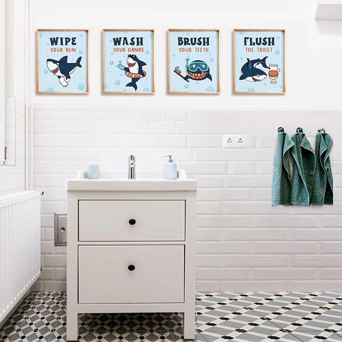 Watercolor Bathroom Decor Wall Art Prints, Funny Bathroom Brush Wash, Colorful Abstract Paint Splats Bathroom Wall Art Prints, Set of 4 (8"X10") Unframed in Saudi Arabia