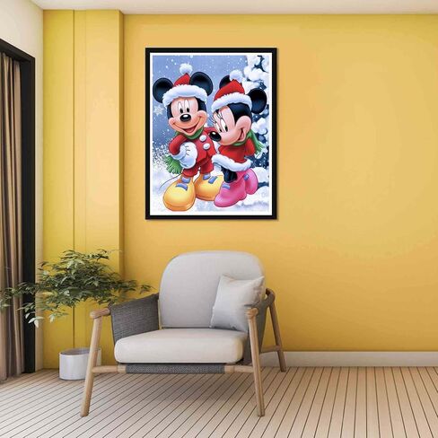 بالوديو مجموعة الرسم الماسي خماسي الابعاد الكرتون، فن الماس للاطفال الفأر، طلاء بالماس حفر كامل حجر الراين المستدير قماش للحرف اليدوية لتزيين جدران المنزل 12 × 16 انش in Kuwait