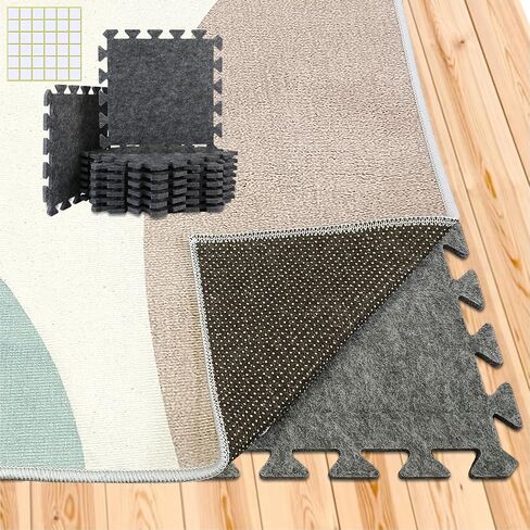 BXI Soundproof Interlocking Rug Pad 24 Pcs, 11x 11 x 0.32 inches Non Slip Rug Pads, High Density Noise Reduction Puzzle Felt Carpet Padding, Rug Mat Protects and Adds Cushion for Hardwood Floor in Kuwait