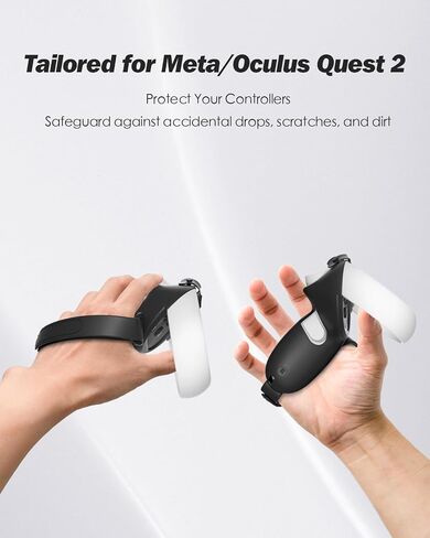 SUPERUS Controller Grips Cover for Oculus Quest 2, Anti-slip Texture - VR Accessories Compatible with Meta Quest 2, Silicone Controller Grips Cover with Adjustable Knuckle Straps in Saudi Arabia
