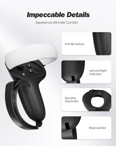 SUPERUS Controller Grips Cover for Oculus Quest 2, Anti-slip Texture - VR Accessories Compatible with Meta Quest 2, Silicone Controller Grips Cover with Adjustable Knuckle Straps in Saudi Arabia