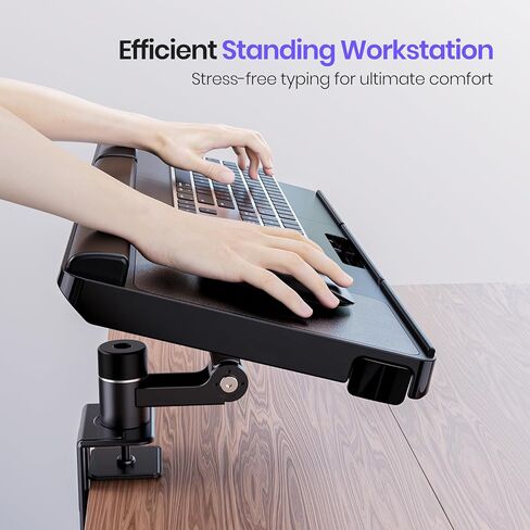 Tilt&Height Adjustable Keyboard Tray Under Desk&Above Desk - Klearlook Ergonomic Sit Stand Keyboard Riser w/360° Rotation, 24.4"×10.08" Keyboard Stand Desk Extender w/Wrist Rest&Storage Drawer-Black in Kuwait