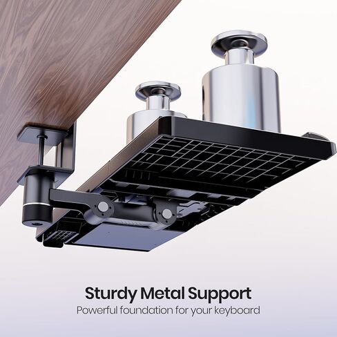 Tilt&Height Adjustable Keyboard Tray Under Desk&Above Desk - Klearlook Ergonomic Sit Stand Keyboard Riser w/360° Rotation, 24.4"×10.08" Keyboard Stand Desk Extender w/Wrist Rest&Storage Drawer-Black in Kuwait