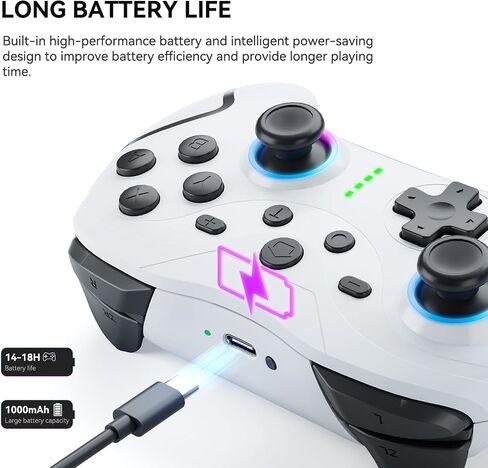 Olimoxi Switch Controller for Switch/Switch Lite/Switch OLED, Wireless Switch Pro Controller with 1000Amh, LED Color Light, Wake up,Joystick,Programmable Buttons, Adjustable Turbo & Dual Vibration in Saudi Arabia