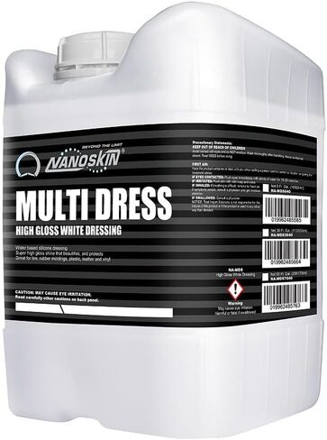 Nanoskin MULTI DRESS لجميع الأغراض 1 جالون - تلبيس داخلي وخارجي لتفاصيل السيارة | يعمل على الإطارات والفينيل والمطاط والبلاستيك والزخرفة | آمن للسيارات والشاحنات والدراجات النارية والمركبات الترفيهية والمزيد in Saudi Arabia