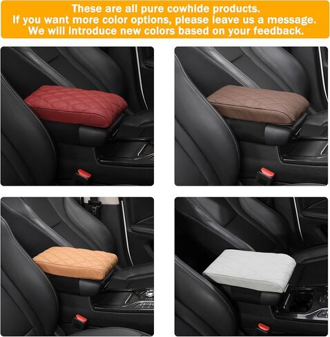 Car Center Console Cover pad Genuine Cowhide Leather,Black Armrest Box mat, Vehicle Arm Rest Cushion Protector,Memory Foam true cow Leather,Consoles Hand Rest Pillow(sizeA 12 x 6.3 x 2.2 inch) in Saudi Arabia