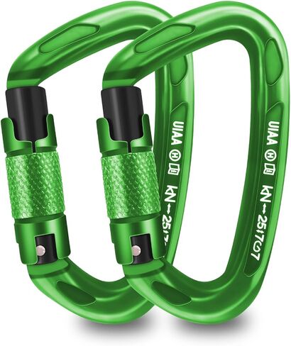 AINIKEY Climbing Carabiner Clips 25kN Auto Locking Carabiner, Professional Heavy Duty Large Locking Carabiner Clips for Rock/Ice Climbing Rappelling Rescue Swing etc, D Shaped, Large Size（Green-5PCS） in Saudi Arabia