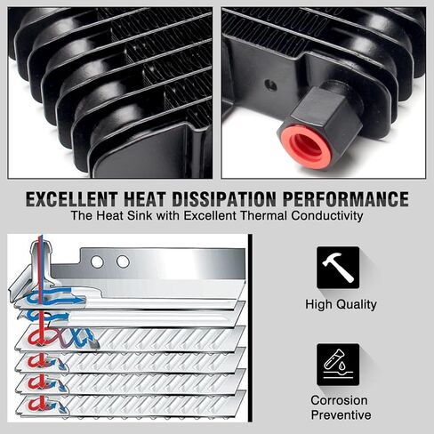طقم مبرد زيت ناقل الحركة 40 كيلو LPD47391 متوافق مع مبرد ناقل الحركة عالي التحمل 40000 GVW بحد أقصى منخفض الضغط مع أجهزة التركيب وتطبيقات السحب وحماية التبريد المتقدمة - أسود in Kuwait