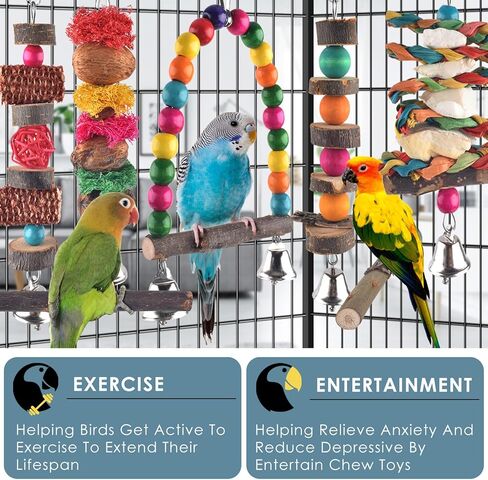 Bissap Bird Chew Toys, 5 Packs Parakeet Natural Wood Toys Parrot Hanging Cage Toy Bird Perch Stand for Small Bird Conure Cockatiel Parrotlet Lovebird Budgie in Saudi Arabia