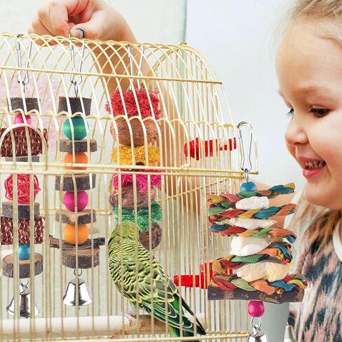 Bissap Bird Chew Toys, 5 Packs Parakeet Natural Wood Toys Parrot Hanging Cage Toy Bird Perch Stand for Small Bird Conure Cockatiel Parrotlet Lovebird Budgie in Saudi Arabia