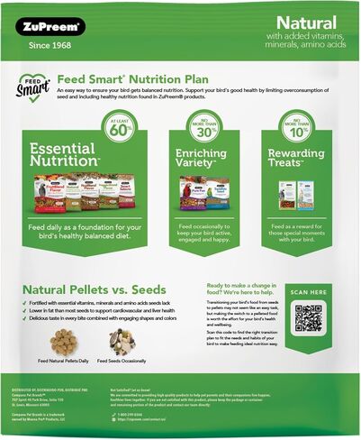 ZuPreem Sensible Seed Bird Food for Medium Birds, 2 lb Bag - Premium Blend of Seeds, FruitBlend Pellets for Lovebirds, Quakers, Small Conures, Cockatiels in Saudi Arabia