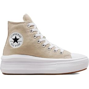 Converse Unisex Chuck Taylor All Star Move High Canvas Sneaker - Lace up Closure Style - Beach Stone, 10 Women/8 Men
