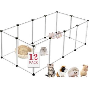 VISCOO 12 Panels Small Animal Playpen,Pet Playpen with Waterproof Mat,C&C Cage for Guinea Pigs,Puppy Play Pen,Bunny Playpen,Indoor Outdoor Portable Metal Wire Yard Fence