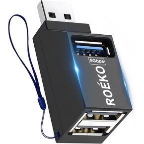 USB 3.0 Hub, ROÉKO 3 Port USB Extender Hub USB Splitter for Laptop, 3 in 1 USB Multiport Adapter 1 * USB 3.0 and 2* USB 2.0 Hub for HDD, Printer, Keyboard, Mouse, Xbox, Flash Drive, Console