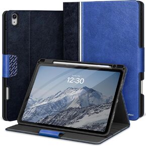 حافظة KingBlanc iPad Air الجيل الخامس/الرابع (2022/2020) مع حامل أقلام Apple، غطاء ذكي من الجلد النباتي، إيقاظ تلقائي متعدد الحوامل قابل للتعديل، حافظة لجهاز iPad Air 10.9 بوصة، أحمر × أزرق داكن in Kuwait