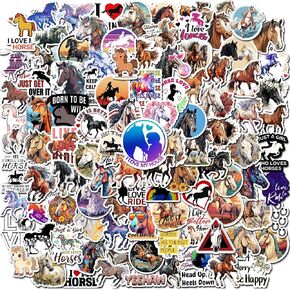 LANKEME 100PCS Horse Stickers for Water Bottles Cute Horse Riding Stickers for Laptop Stuff Horse Party Favors Horse Gifts for Girls Kids