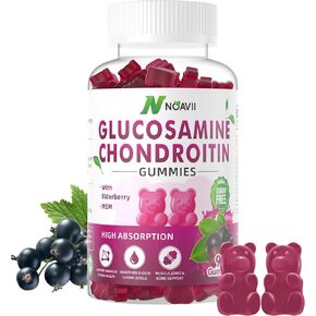 Glucosamine Chondroitin Gummies with MSM & Elderberry Extra Strength - Joint Support, Antioxidant Immune Support Supplement for Adults, Men & Women-Elderberry Flavor-90 Count