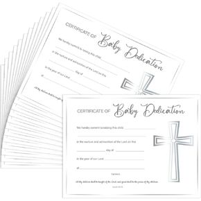 Fainne 50 Pcs Baptism Certificates for Church 11 x 8.3 Inch Baby Dedication Certificates with Elegant Border for Baby Baptismal Award Christening Gifts(Gold Foil)