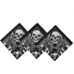 WEIXINDIY 3 Pack 22 x 22 Inches Skull Bandanas Scarf for Men 100% Cotton Pirate Skeleton Hankerchief Wraps Headwraps Wristband Sports Face Cover for Women and Kid…