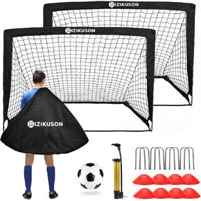 Soccer Goals for Backyard, Portable Soccer Net Set of 2, 4' x 3' Indoor Pop Up Soccer Goal, Soccer Training Equipment with 8 Training Cones, Carry Bag and Soccer Ball