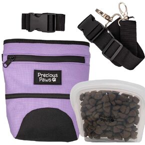 Precious Paws Large Dog Treat Pouch for Training with Magnetic Closure, Removable Silicone Insert - Wear on Shoulder, Crossbody, Belt Clip, Waist Belt - Poop Bag Dispenser, iPhone Holder