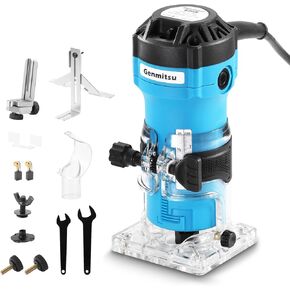 Genmitsu 1.25 HP Palm Trimmer Router Kit, Compact Router Wood Tool With Fixed Base/Plunge Base & Tilt Base, 6 Variable Speeds 10000-30000 R/MIN, Perfect for CNC Woodworking & DIY Project