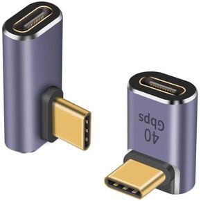 Duttek محول USB C بزاوية يمنى 40 جيجابت في الثانية (نمطان)، محول USB C ذكر 90 درجة إلى USB C أنثى، محول USB C بزاوية قائمة 100 وات لسطح البخار، MacBook، Meta Quest، Ablet، الهاتف