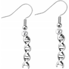 DNA Double Helix Chemistry Pendant Necklace Gold Silver Plated Unique Elegant 3D Spiral Science Biology Molecule Medical Lab Lightweight Chain Necklace for Women Teen Girls Science Lovers Jewelry Gifts