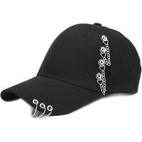 Unisex Pin Iron Ring Baseball Hat Hip Hop K-Pop Snapback Caps Solid Casual Fitted Trucker Hats Women Outdoors Sun Cap