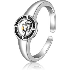 CHIC & ARTSY 925 Sterling Silver Animal Head Rings Goat/Skull Bee/Lion Celtic Knot Ring Viking Rock Punk Biker Rings for Women Adjustable Cz Gothic Moon Phase Open Ring Jewelry Gift