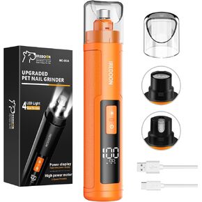 IREDOON Pet Dog Nail Grinder, Professional 3-Speed Mode Electric Rechargeable Pet Nail Trimmer Clipper with 4 LED Lights (Black) in Kuwait