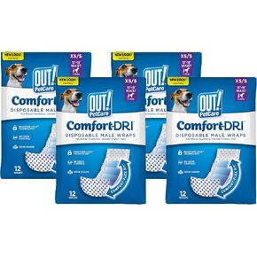 خارج! رعاية الحيوانات الأليفة حفاضات الكلب الذكور القابل للتصرف | أغطية رجالية ماصة مع مانعة للتسرب | XS/صغير، 12 قطعة in Kuwait