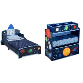 Delta Children Space Adventures Rocket Ship Wood Toddler Bed - Greenguard Gold Certified, Blue