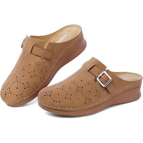 TEMOFON Clogs for Women Slip on Mules: Closed Toe Clogs Wedge Sandals, Comfortable Soft Mules Flats, Dressy Summer Platform Shoes