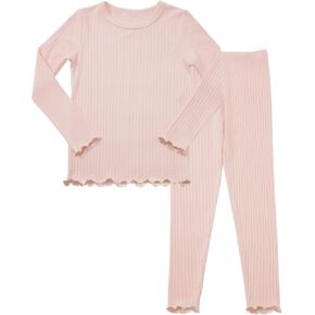 babee Reshinee Baby Girls Pajamas Sets 5-6Y Toddler Kids Soft Comfy Modal Tencel Long-Sleeve Snug fit Sleepwear pjs Peach