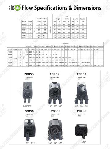 مضخة مياه غاطسة BACOENG 800GPH، مضخة نافورة فائقة مع 3 فوهات، مضخة مياه صغيرة هادئة 70 وات للبركة، الزراعة المائية 3000 لتر/ساعة in Kuwait