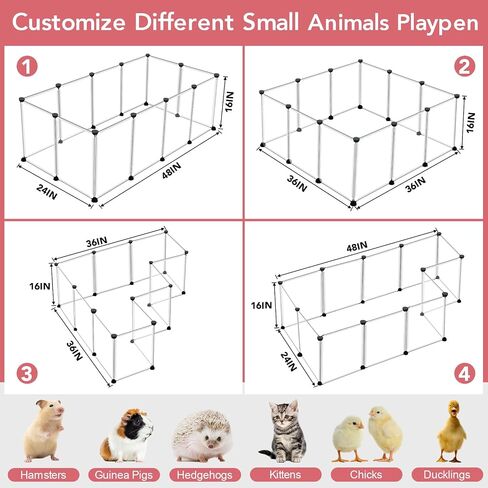 VISCOO 12 Panels Small Animal Playpen,Pet Playpen with Waterproof Mat,C&C Cage for Guinea Pigs,Puppy Play Pen,Bunny Playpen,Indoor Outdoor Portable Metal Wire Yard Fence in Kuwait