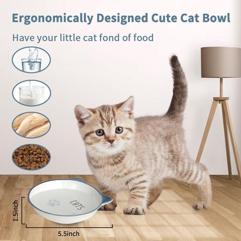 Cat Bowls for Indoor Cats, Elevated Cat Bowl with Metal Stand Raised Ceramic Cat Dish Whisker Friendly Pet Water or Food Feeding Cats, Kitten, Puppies and Small Dogs Dishwasher Safe, Cat Face in Kuwait