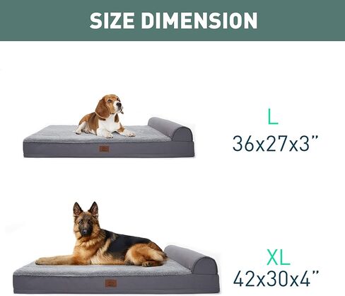 سرير كلب كبير لتقويم العظام من Eterish للكلاب المتوسطة والكبيرة التي يصل وزنها إلى 75 رطلاً، وأريكة أريكة للكلاب بسمك 3 بوصات مع غطاء قابل للإزالة، وسرير للحيوانات الأليفة قابل للغسل في الغسالة، رمادي in Kuwait
