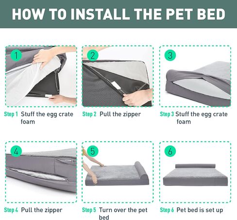 سرير كلب كبير لتقويم العظام من Eterish للكلاب المتوسطة والكبيرة التي يصل وزنها إلى 75 رطلاً، وأريكة أريكة للكلاب بسمك 3 بوصات مع غطاء قابل للإزالة، وسرير للحيوانات الأليفة قابل للغسل في الغسالة، رمادي in Kuwait