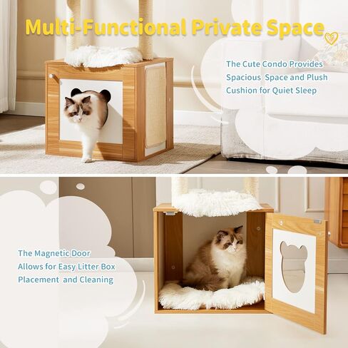 Made4Pets Modern Cat Tree for Large Cat, Wood Cat Tower Heavy Duty with Scratch Post for Indoor Big Cats, 51" Extra Tall Cat Condo Sturdy Frisco Castle with Clear Bowl for Kittens Maine Coon 20Lbs in Saudi Arabia