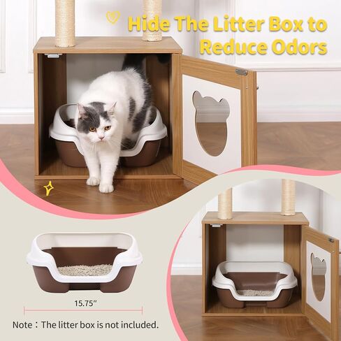 Made4Pets Modern Cat Tree for Large Cat, Wood Cat Tower Heavy Duty with Scratch Post for Indoor Big Cats, 51" Extra Tall Cat Condo Sturdy Frisco Castle with Clear Bowl for Kittens Maine Coon 20Lbs in Saudi Arabia