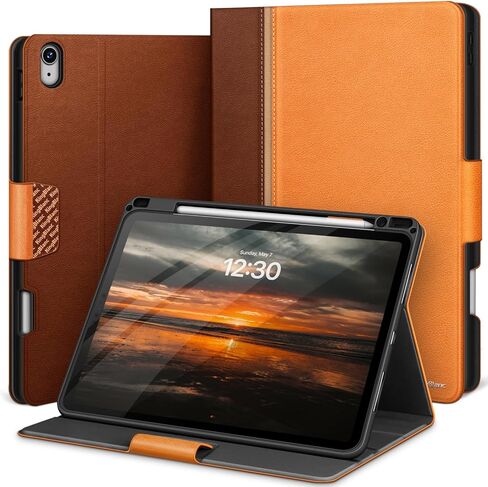 حافظة KingBlanc iPad Air الجيل الخامس/الرابع (2022/2020) مع حامل أقلام Apple، غطاء ذكي من الجلد النباتي، إيقاظ تلقائي متعدد الحوامل قابل للتعديل، حافظة لجهاز iPad Air 10.9 بوصة، أحمر × أزرق داكن in Kuwait