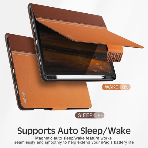 حافظة KingBlanc iPad Air الجيل الخامس/الرابع (2022/2020) مع حامل أقلام Apple، غطاء ذكي من الجلد النباتي، إيقاظ تلقائي متعدد الحوامل قابل للتعديل، حافظة لجهاز iPad Air 10.9 بوصة، أحمر × أزرق داكن in Kuwait